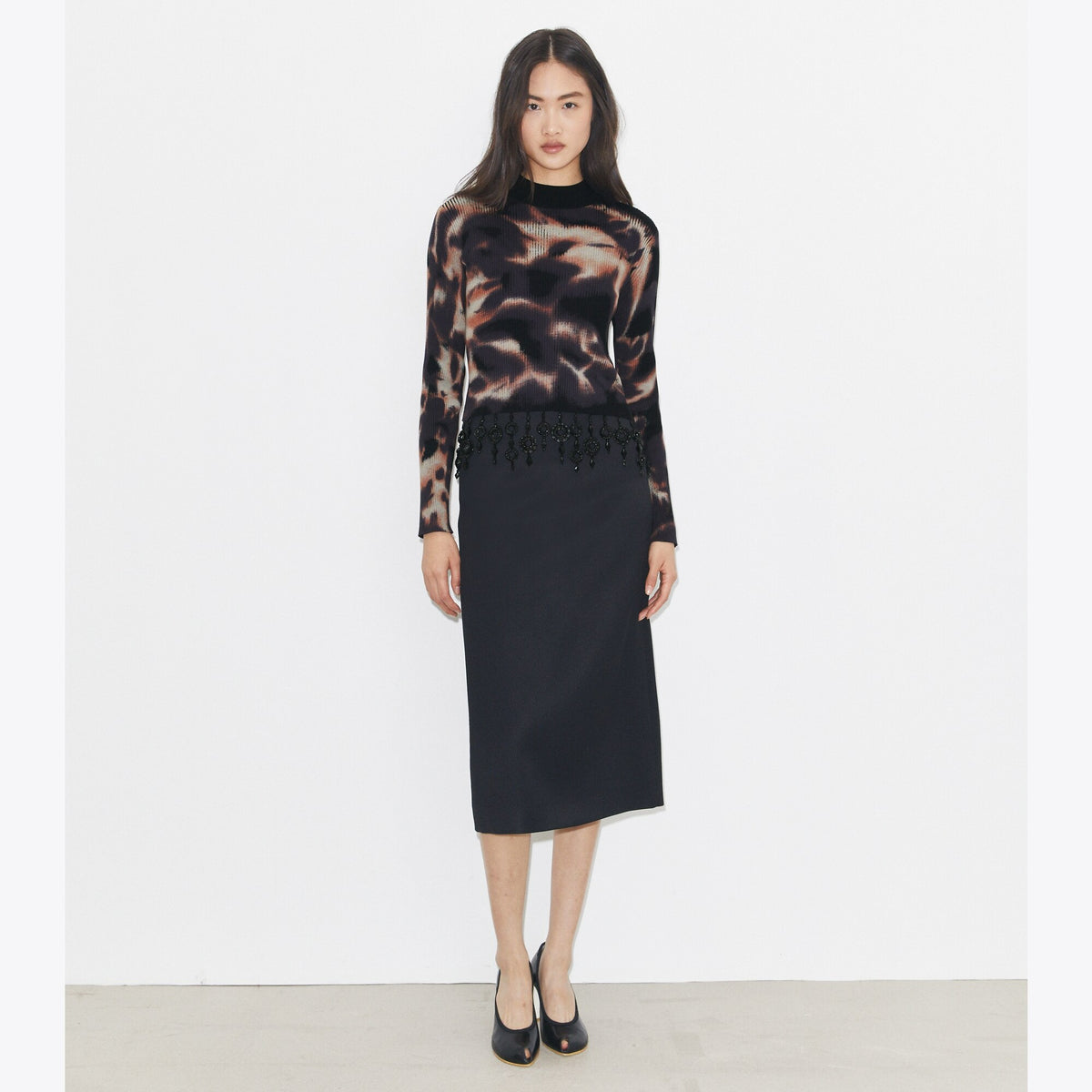 Tory Burch Embellished Cotton Top - Black / Brown - 3