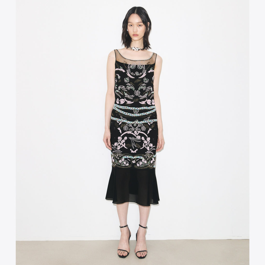 Tory Burch Embellished Mesh Dress - Black - 2