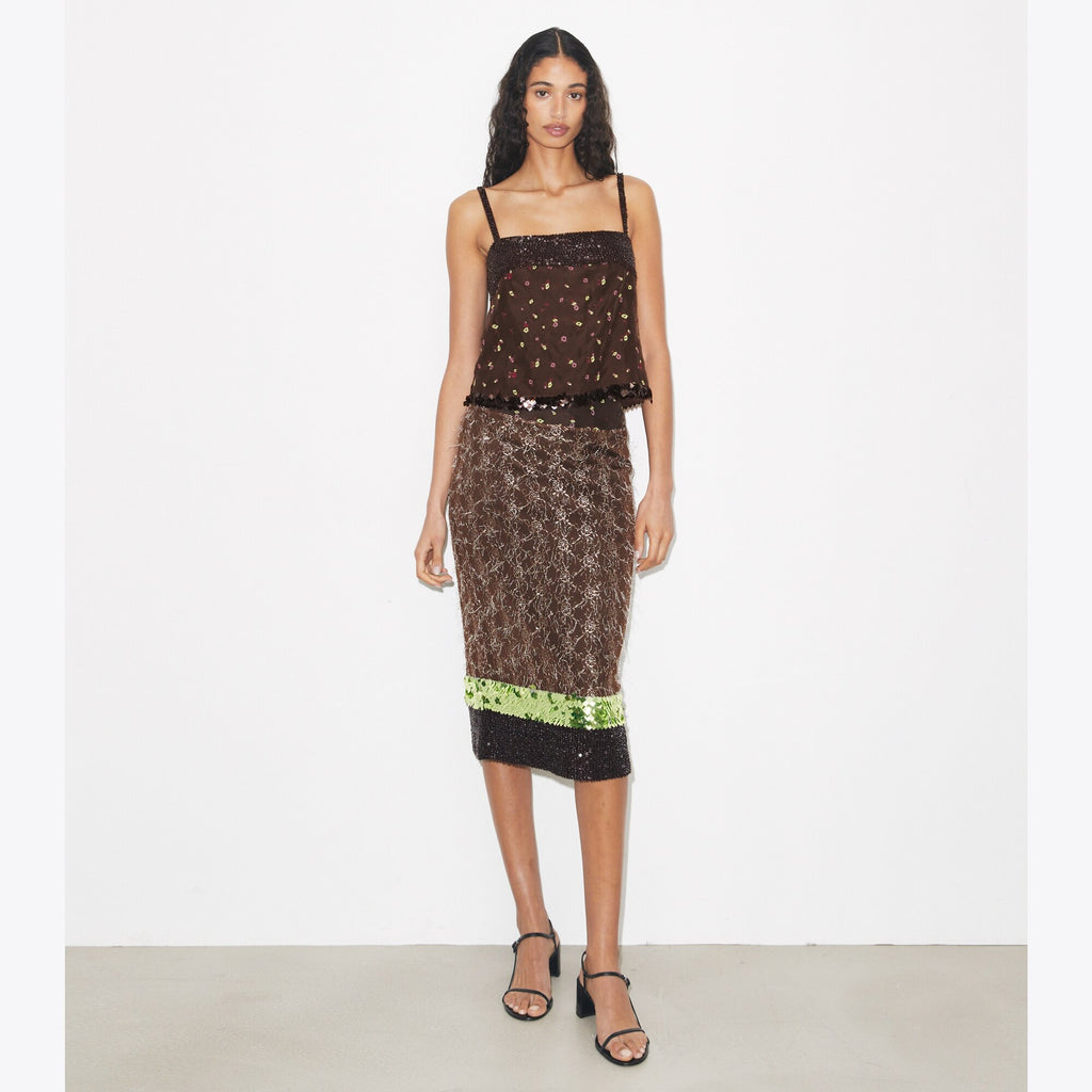 Tory Burch Embellished Tank - Coffee - 3