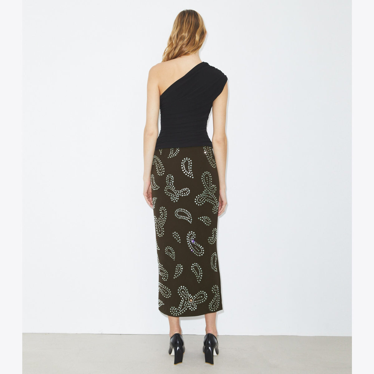 Tory Burch Embellished Viscose Skirt - Chocolate - 3