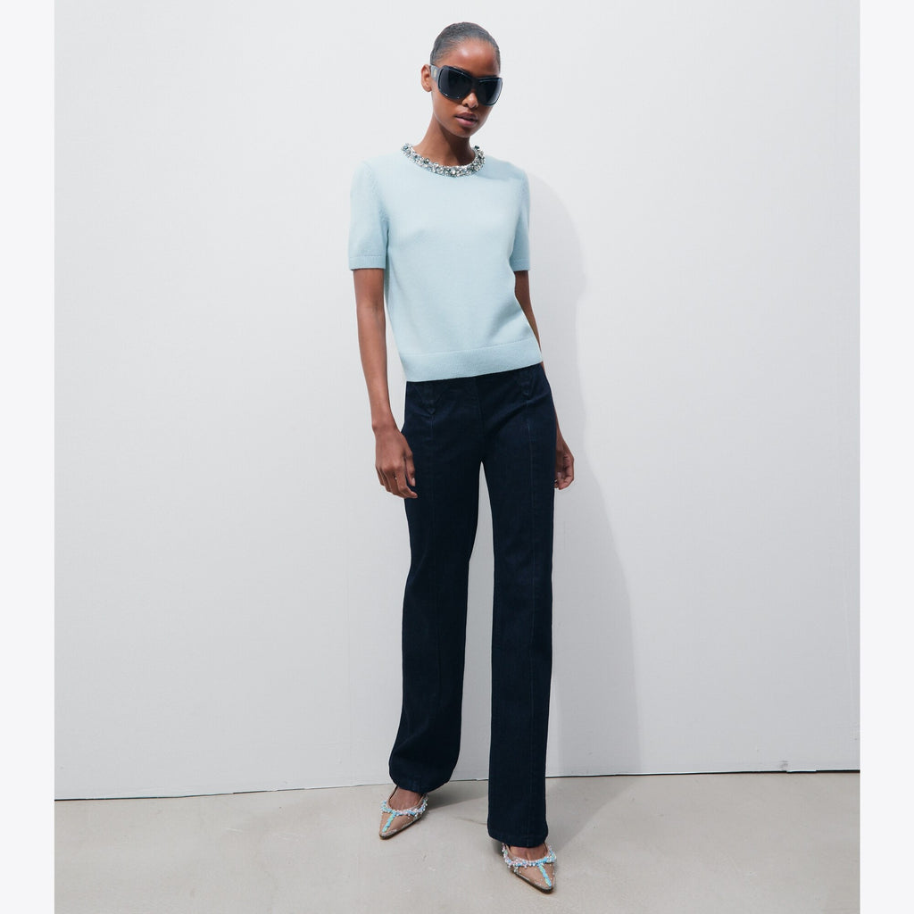 Tory Burch Embellished Wool Sweater - Frozen Sky - 3