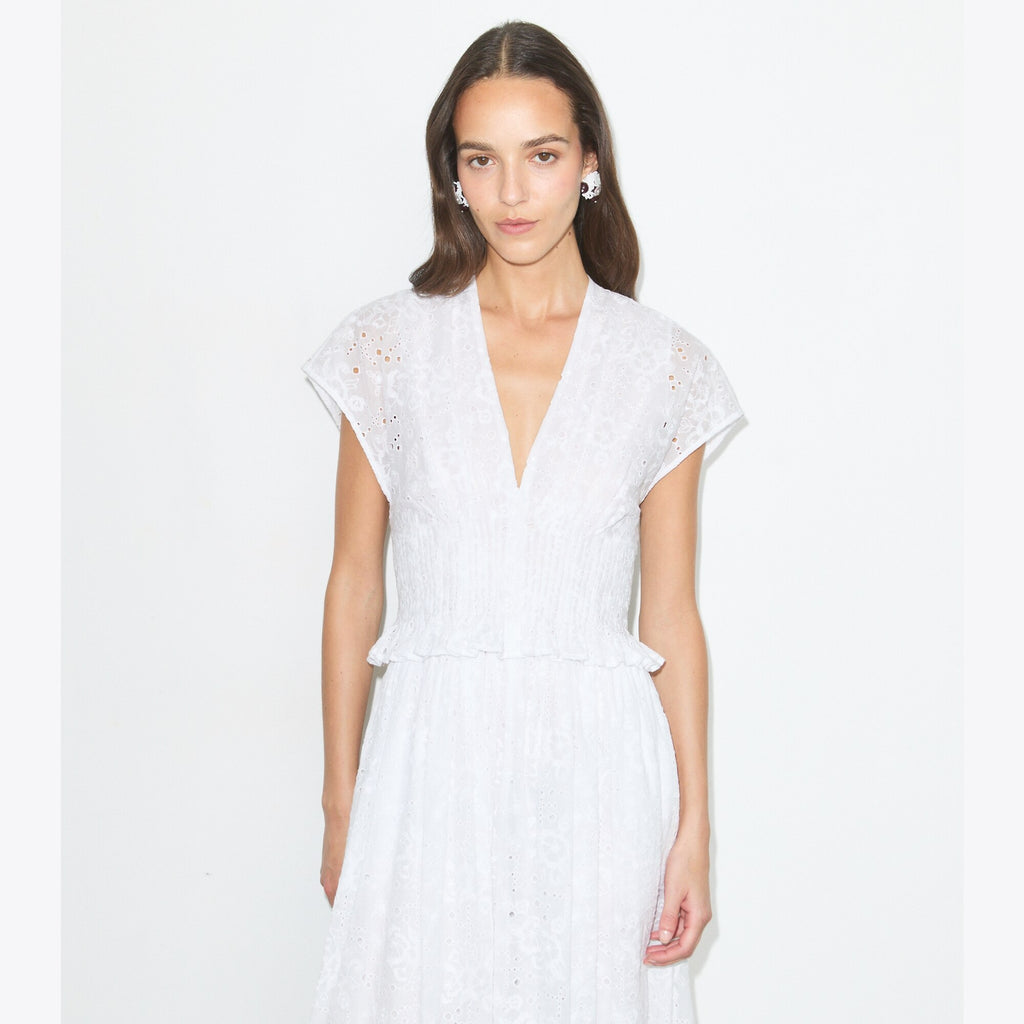 Tory Burch Eyelet Cotton Dress - White - 5
