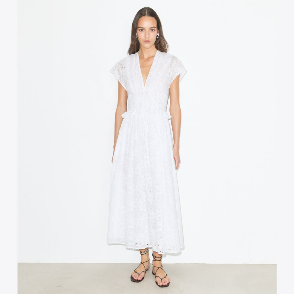 Tory Burch Eyelet Cotton Dress - White - 2