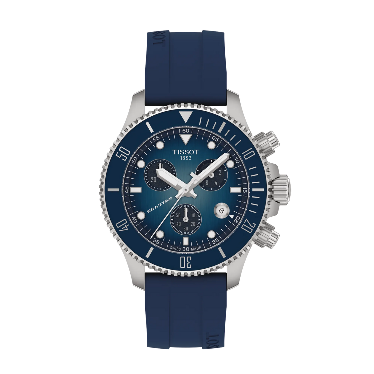 Front view of the watch Tissot Seastar 1000 38mm