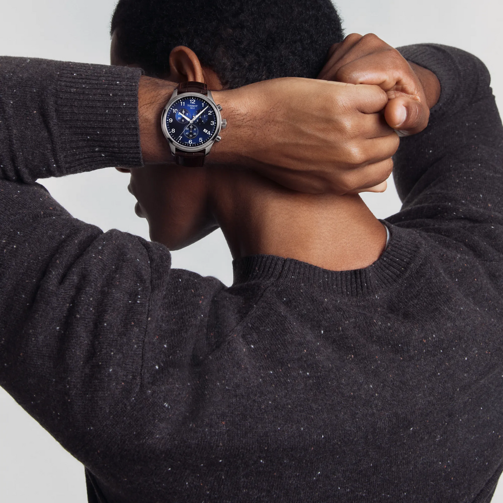 Simulation of the watch Tissot Chrono XL Classic 45mm on a wrist