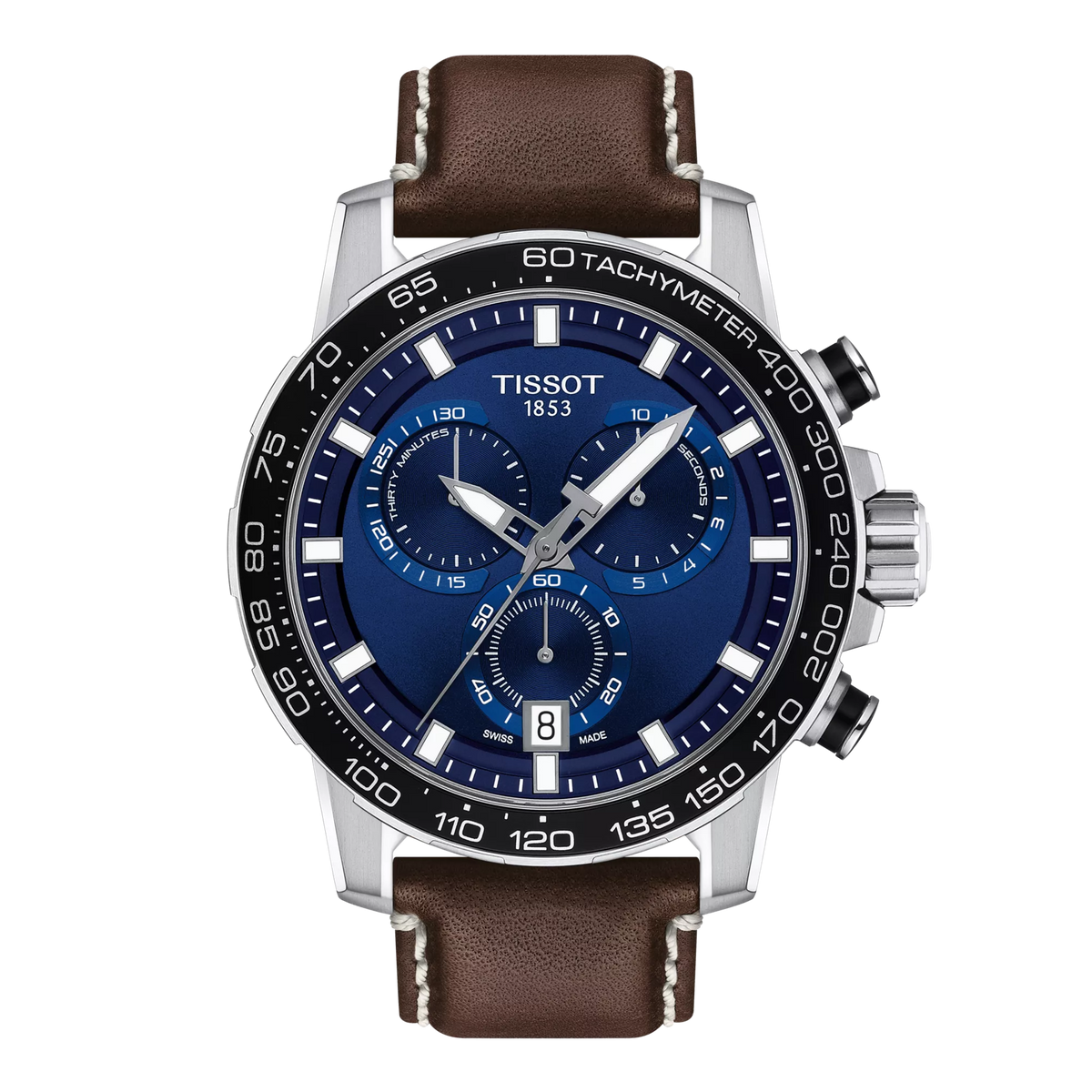 Front view of the watch Tissot Supersport Chrono 45.5mm