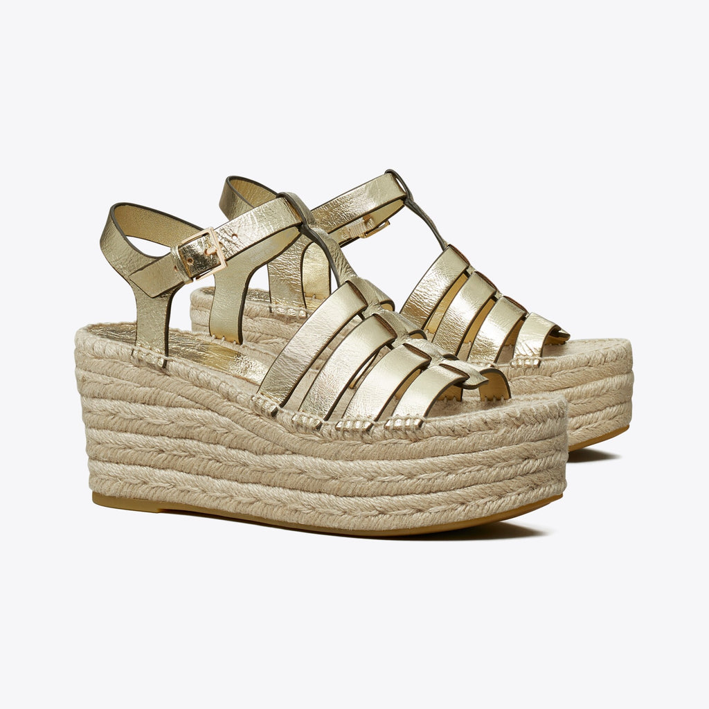 Tory Burch Fisherman Espadrille Wedge - Spark Gold