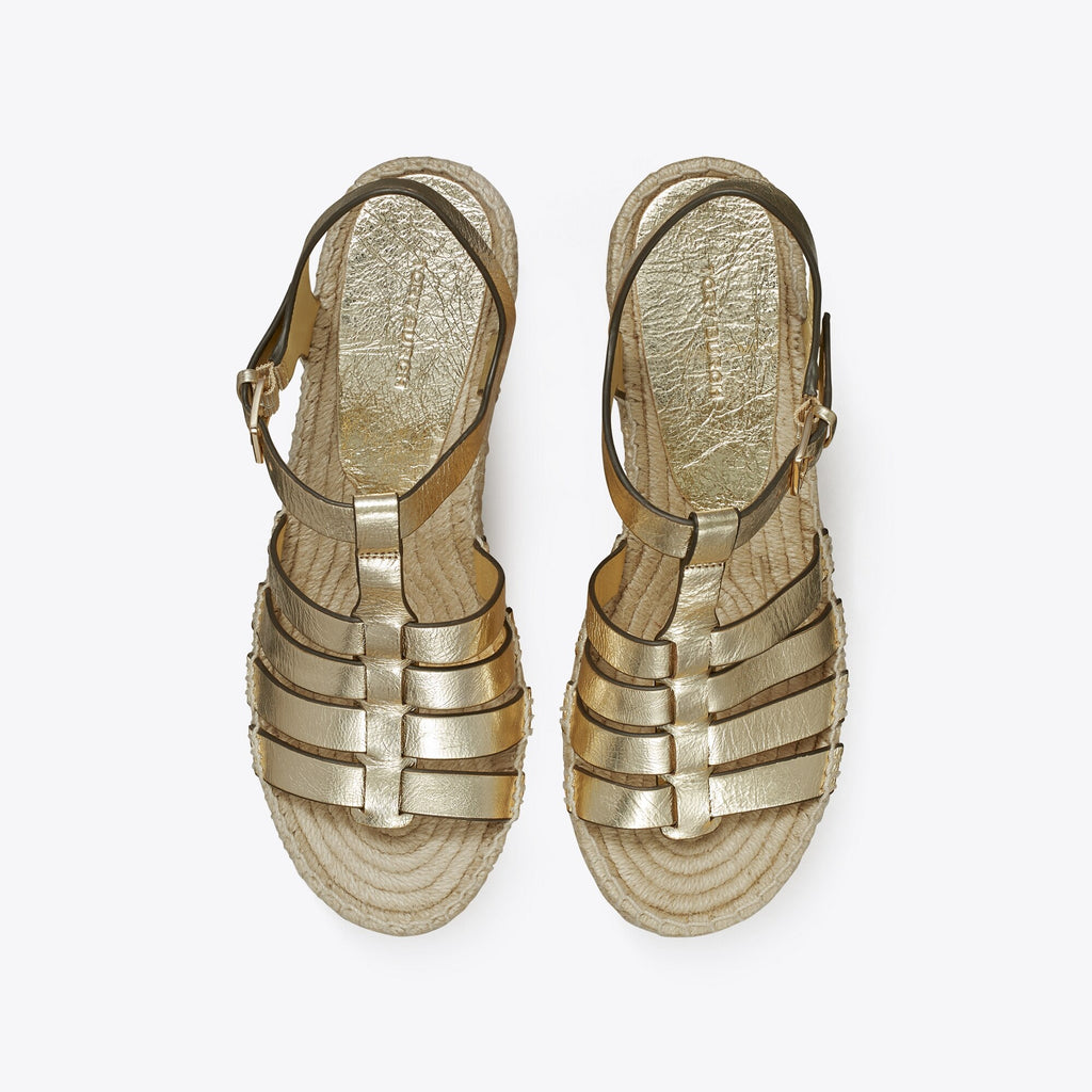 Tory Burch Fisherman Espadrille Wedge - Spark Gold - 5