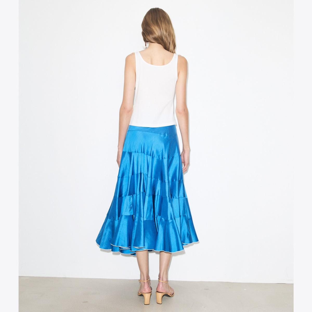Tory Burch Flared Silk Skirt - Bay Blue - 3