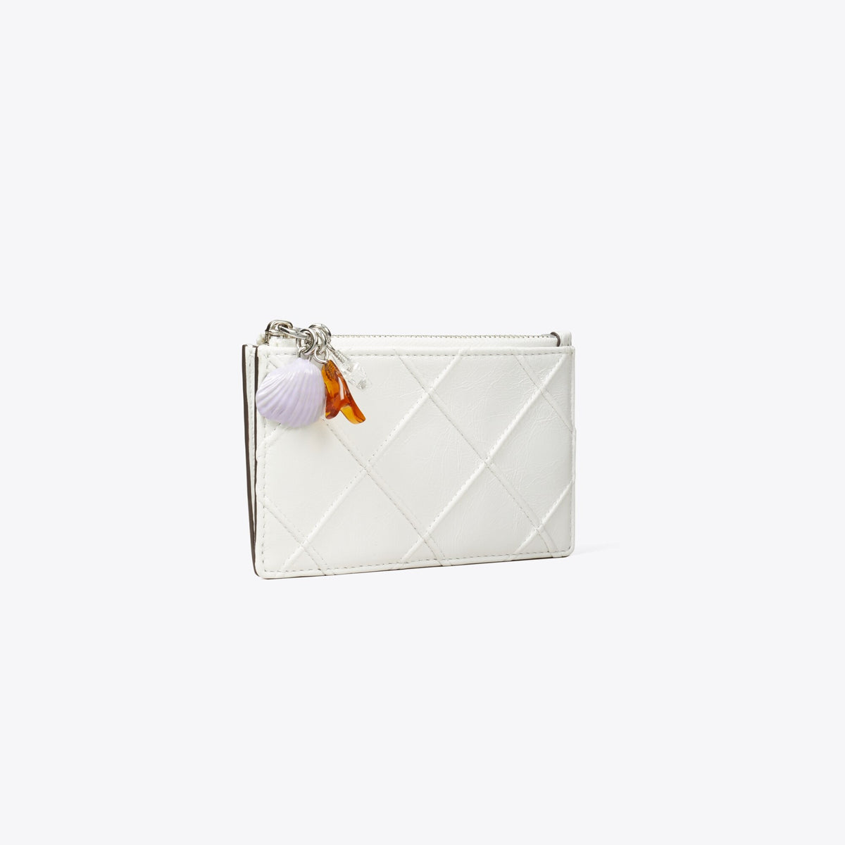 Tory Burch Fleming Distressed Charm Zip Card Case - Cirrus Cloud