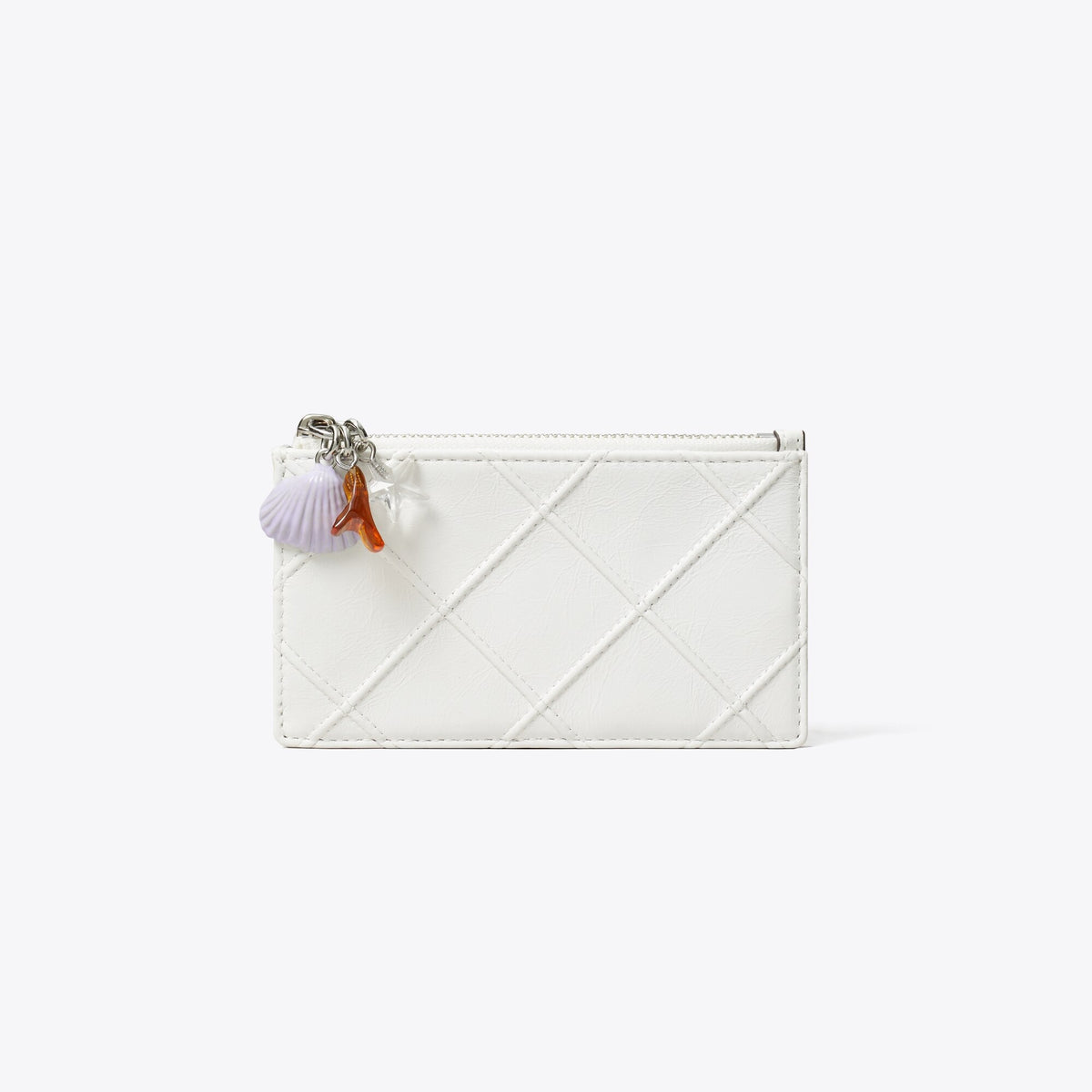 Tory Burch Fleming Distressed Charm Zip Card Case - Cirrus Cloud - 2