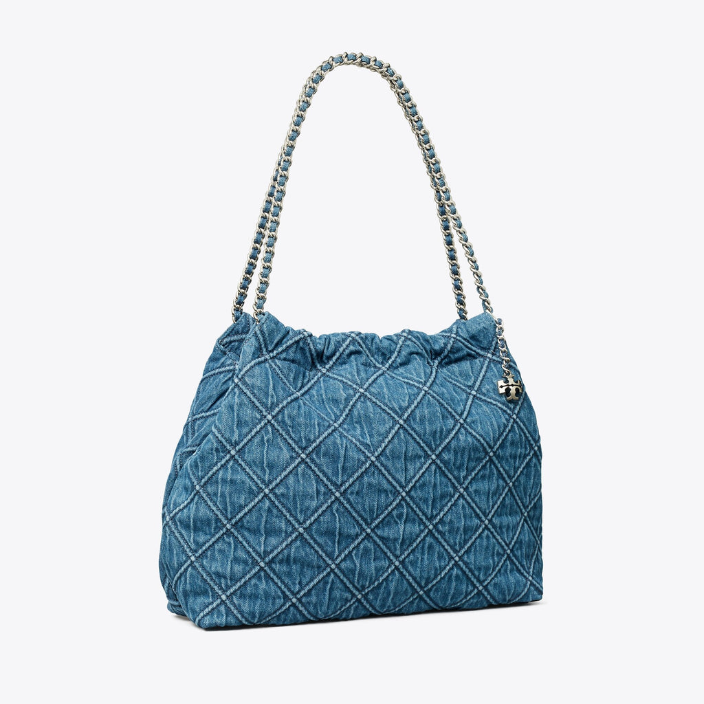 Tory Burch Fleming Soft Denim Hobo Bag - Denim