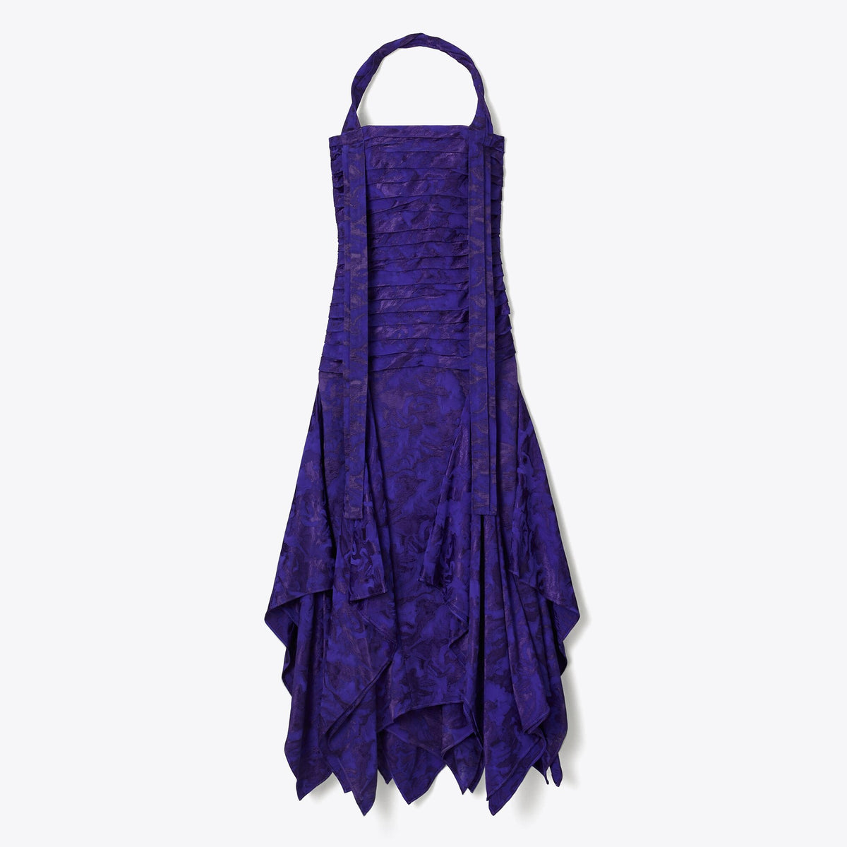 Tory Burch Floral Jacquard Halter Dress - Ballpoint Blue