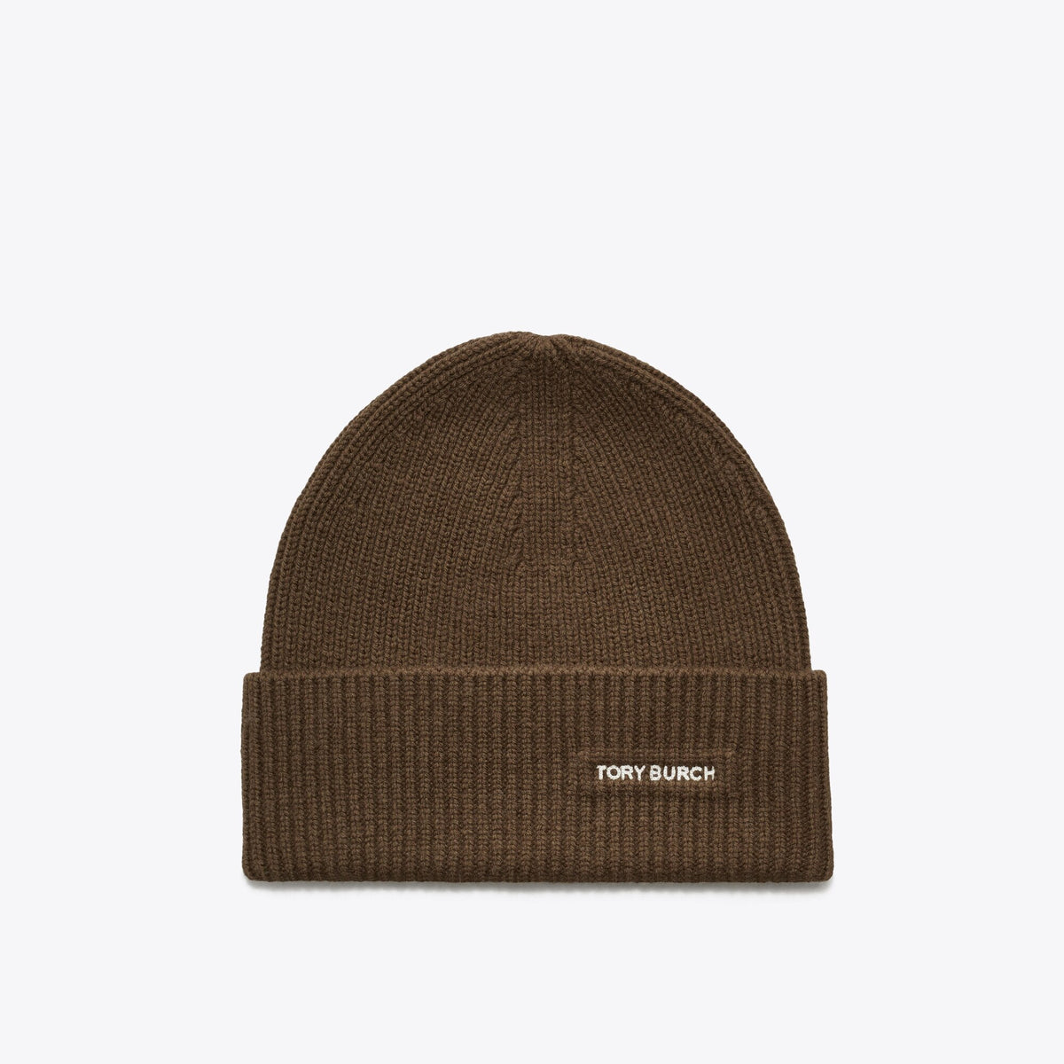 Tory Burch Fold Over Beanie - Dark Brown