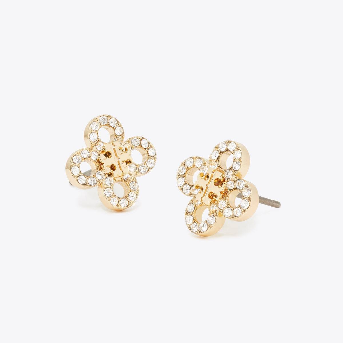 Tory Burch Forget Me Not Clover Stud Earrings - Tory Gold / Crystal - 2
