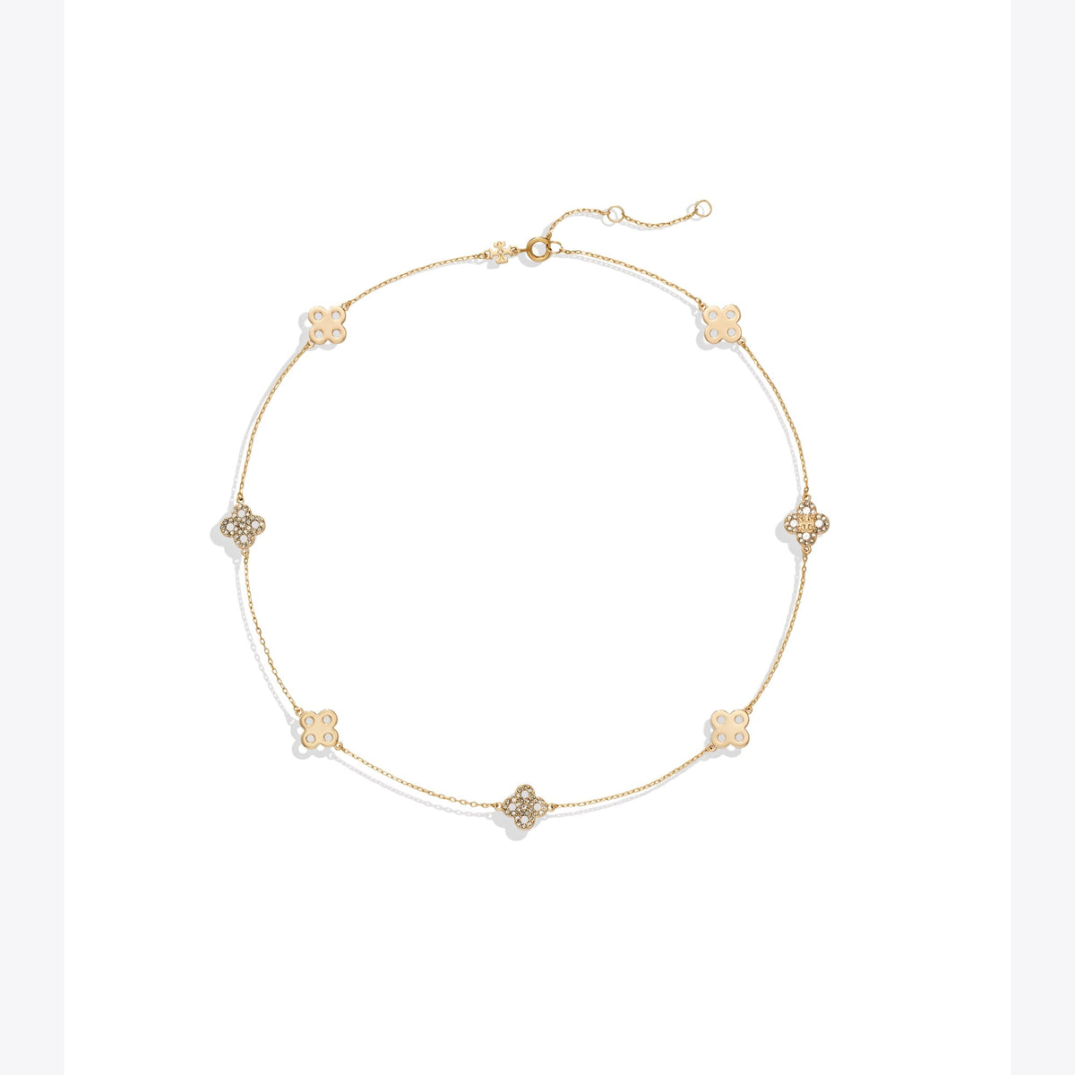 Tory Burch Forget Me Not Pavé Necklace - Tory Gold / Crystal - 3