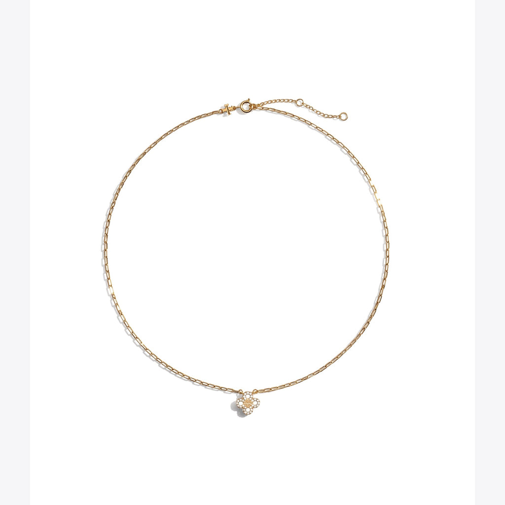Tory Burch Forget Me Not Pavé Pendant Necklace - Tory Gold / Crystal - 4