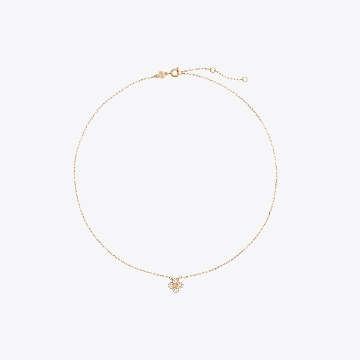 Tory Burch Forget Me Not Pavé Pendant Necklace - Tory Gold / Crystal