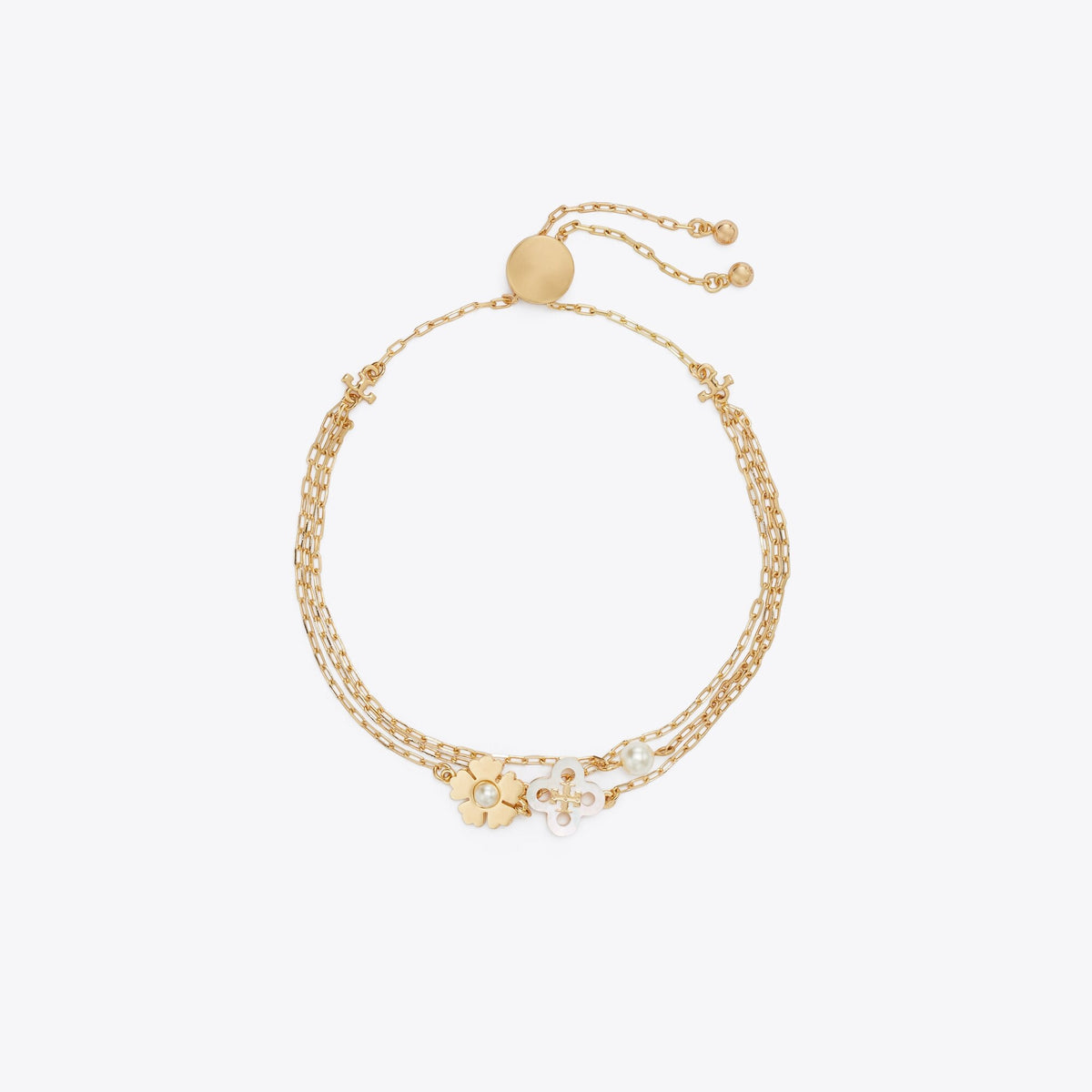Tory Burch Forget Me Not Pearl Chain Slider Bracelet - Tory Gold / Mother Of Pearl / Cream