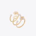 Tory Burch Forget Me Not Stacking Ring Set - Tory Gold / Mother Of Pearl / Cream