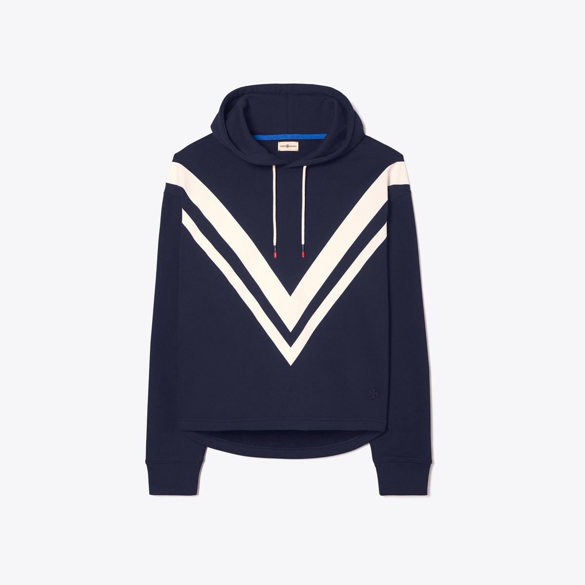 Tory Burch French Terry Chevron Hoodie - Tory Navy/Snow White