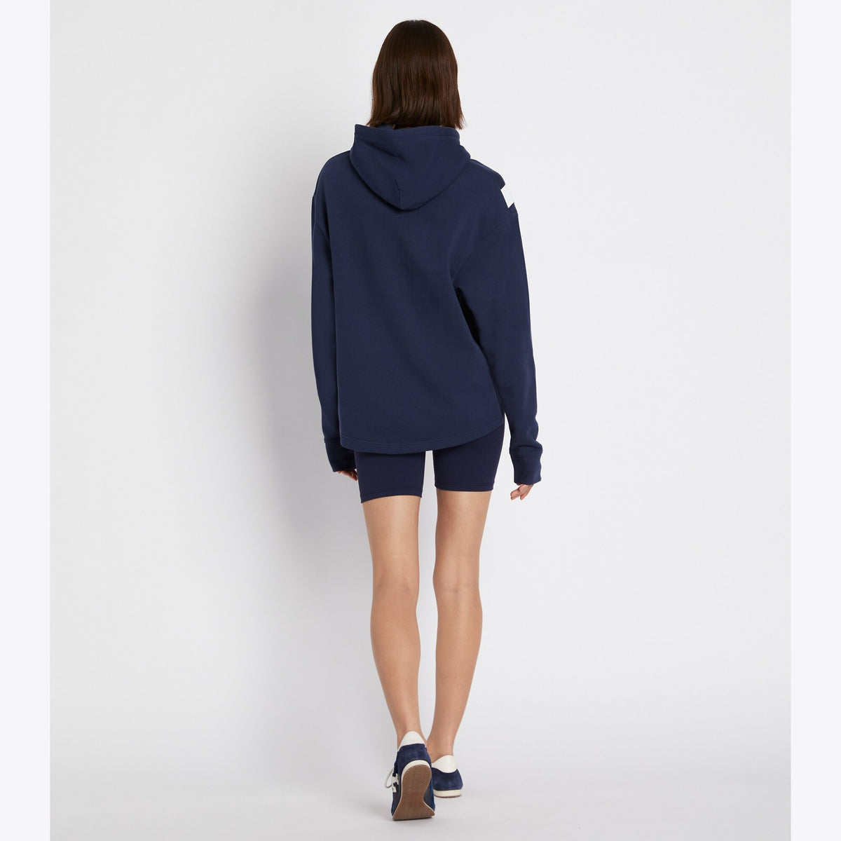 Tory Burch French Terry Chevron Hoodie - Tory Navy/Snow White - 5