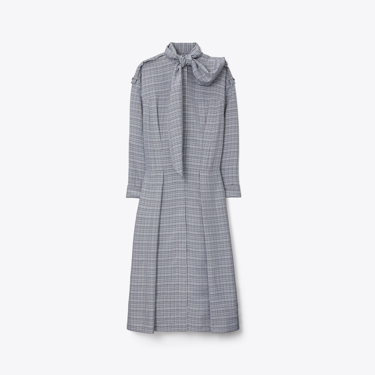 Tory Burch Front-Tie Jacquard Shirtdress - Whipped Cream / Mossy Pine - 6