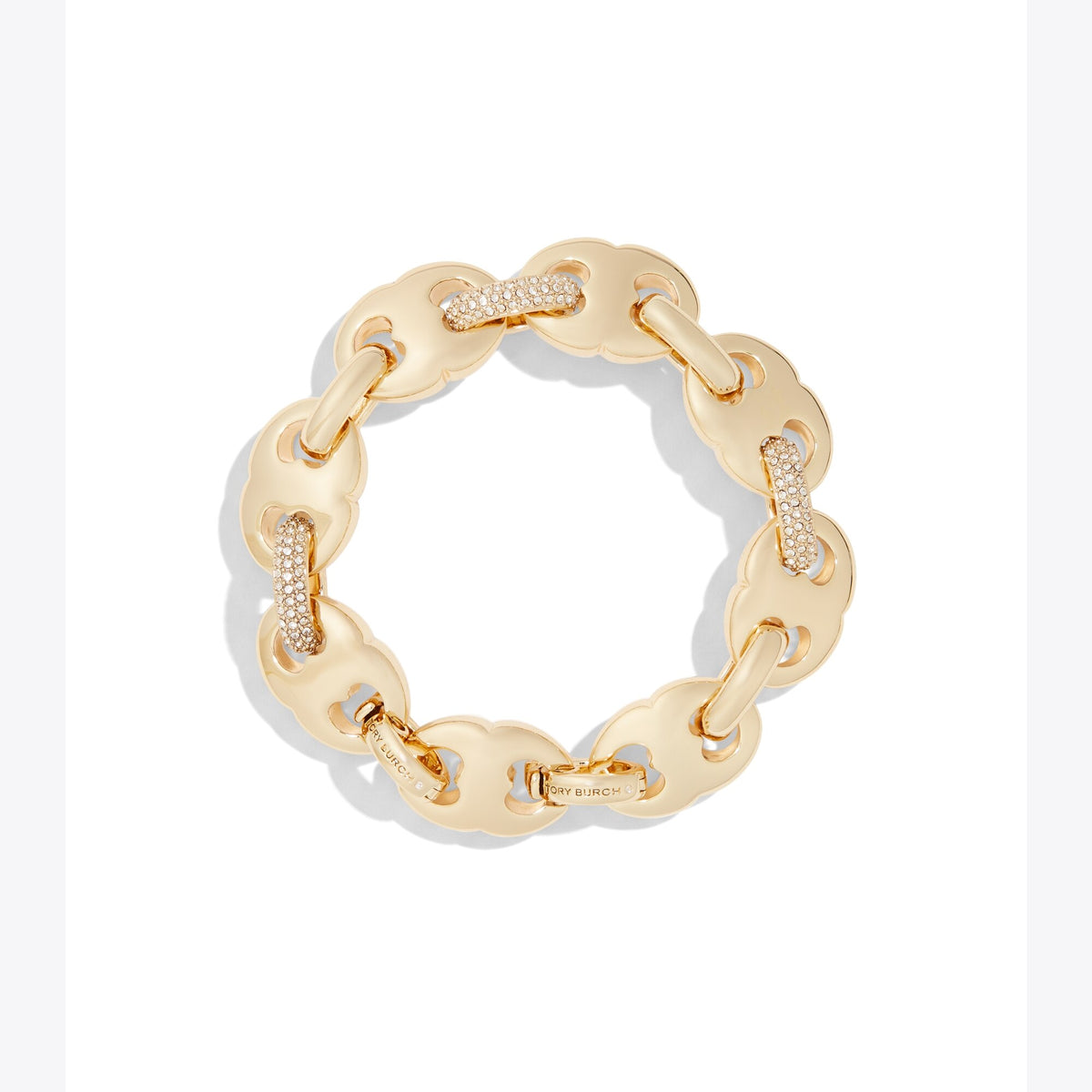 Tory Burch Gemini Link Pavé Bracelet - Light Brass / Crystal - 4