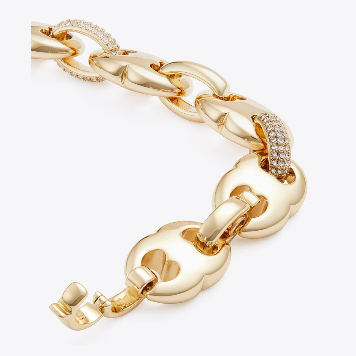 Tory Burch Gemini Link Pavé Bracelet - Light Brass / Crystal - 2