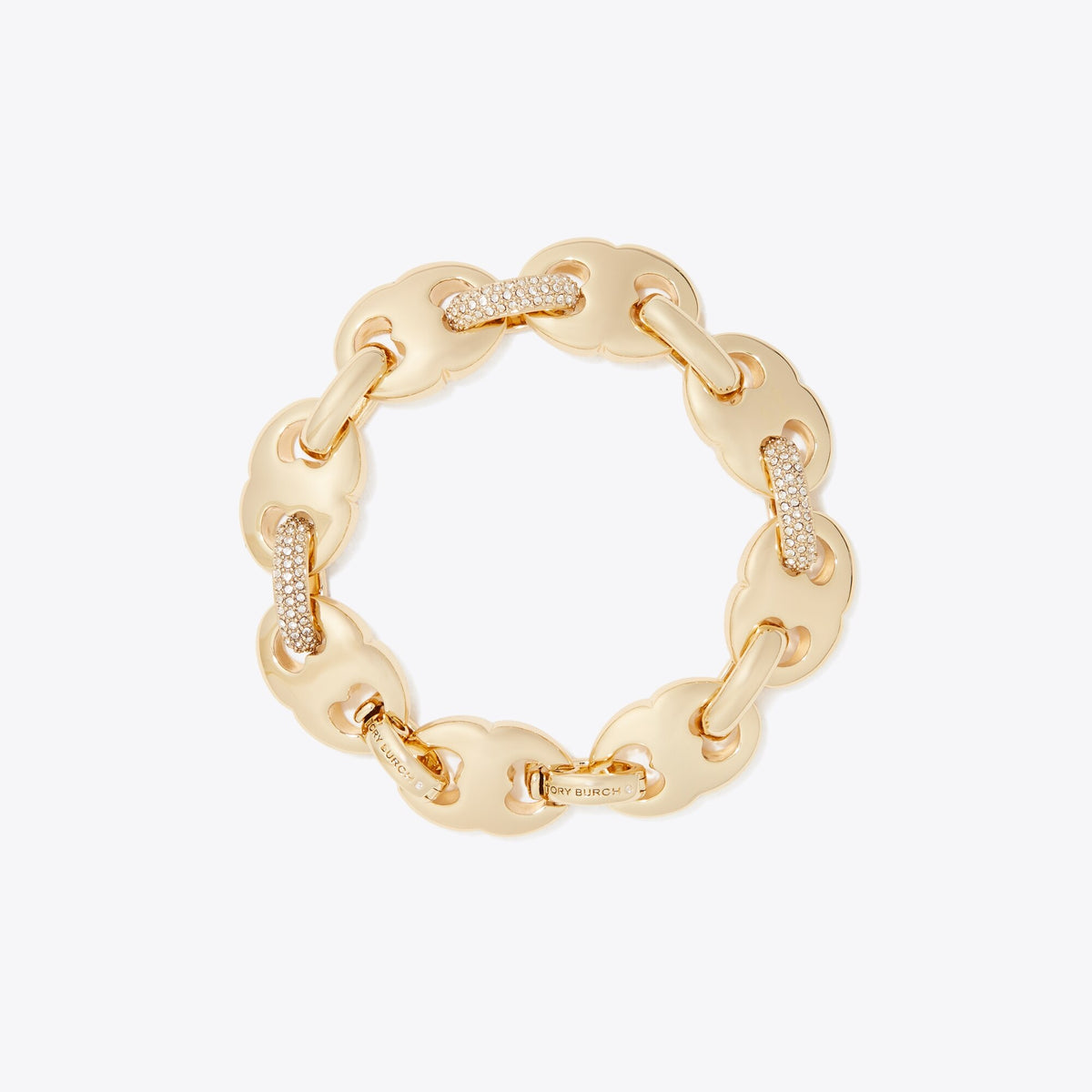 Tory Burch Gemini Link Pavé Bracelet - Light Brass / Crystal