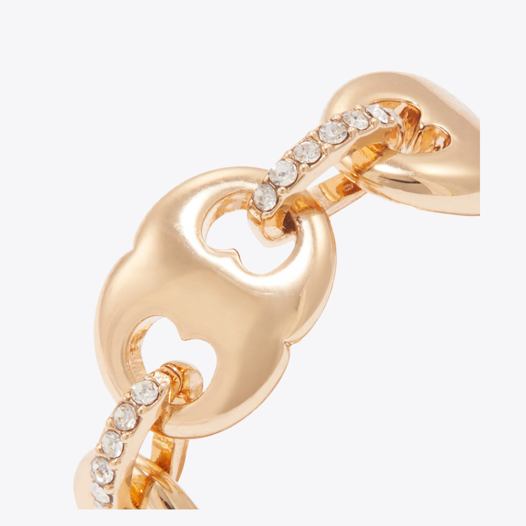 Tory Burch Gemini Link Pavé Ring - Light Brass / Crystal - 2