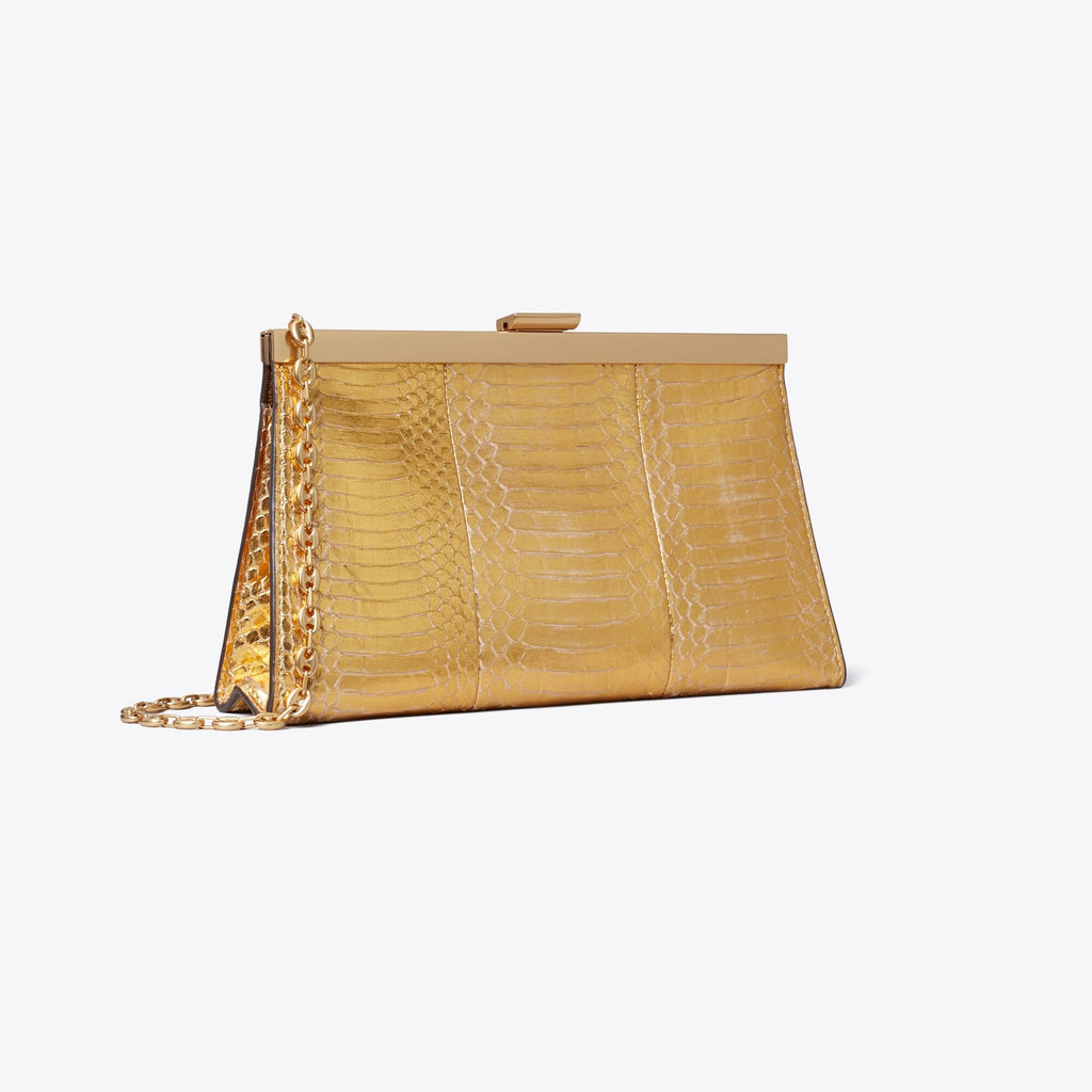 Tory Burch Gemini Link Snake Frame Clutch - Gold