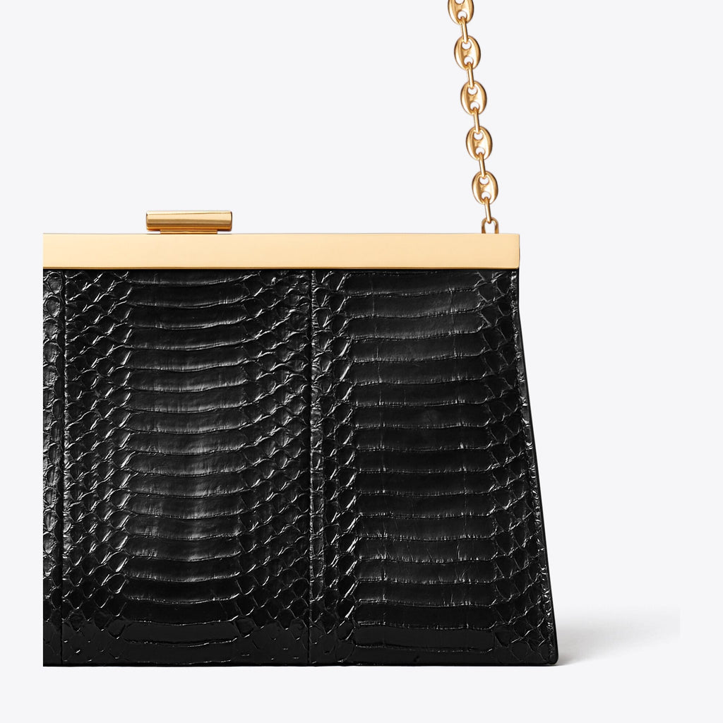 Tory Burch Gemini Link Snake Frame Clutch - Black - 5