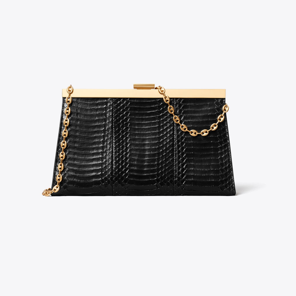 Tory Burch Gemini Link Snake Frame Clutch - Black - 4