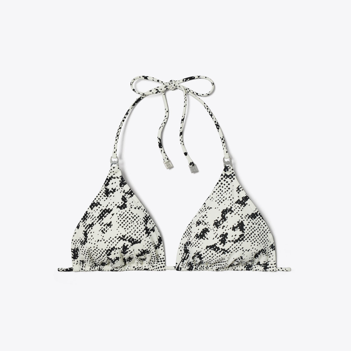 Tory Burch Gemini Link String Bikini Top - New Ivory Distressed Pixelated Logo
