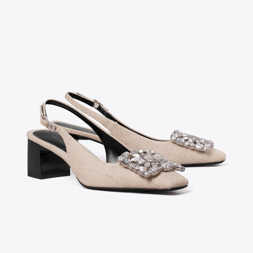 Tory Burch Georgia Crystal Slingback - Desert Taupe