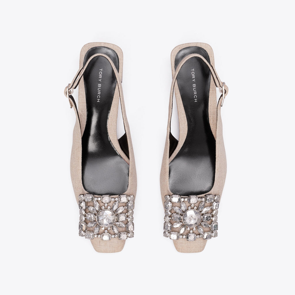 Tory Burch Georgia Crystal Slingback - Desert Taupe - 5