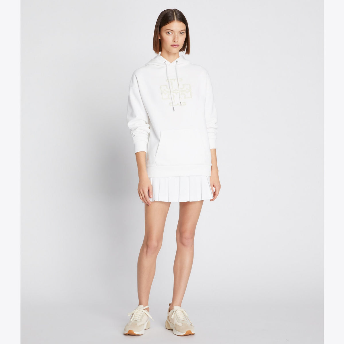 Tory Burch Heavy French Terry Logo Hoodie - Snow White - 3