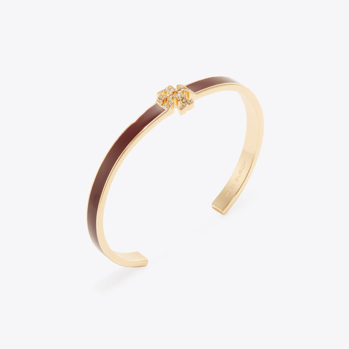 Tory Burch Icon Enamel and Pavé Cuff - Burgundy / Tory Gold / Crystal - 2