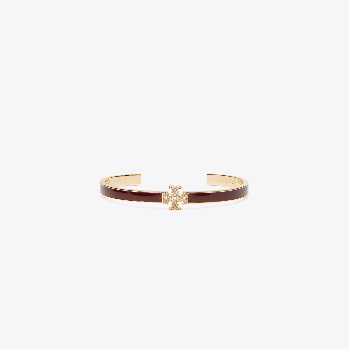Tory Burch Icon Enamel and Pavé Cuff - Burgundy / Tory Gold / Crystal