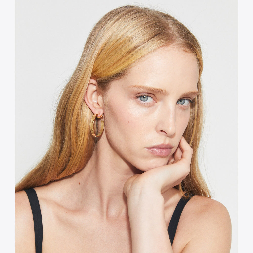 Tory Burch Icon Hoop Earrings - Tory Gold - 2