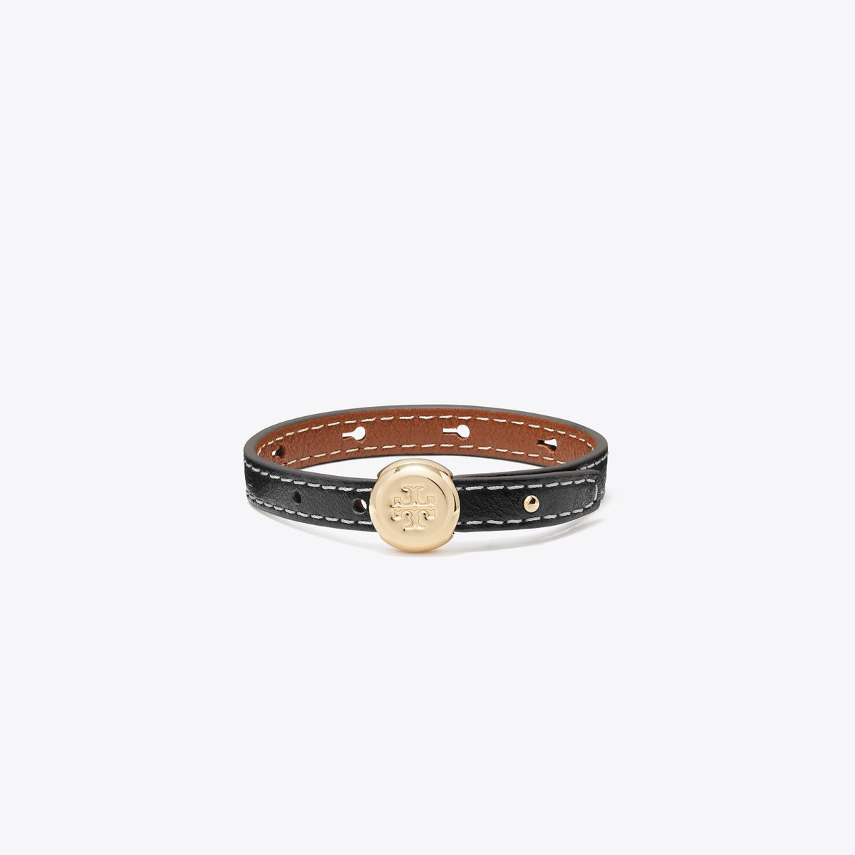 Tory Burch Icon Leather Bracelet - Light Brass / Black