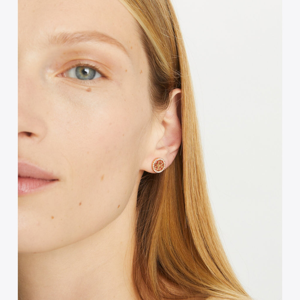 Tory Burch Icon Pavé Stud Earrings - Tory Silver/Crystal - 3