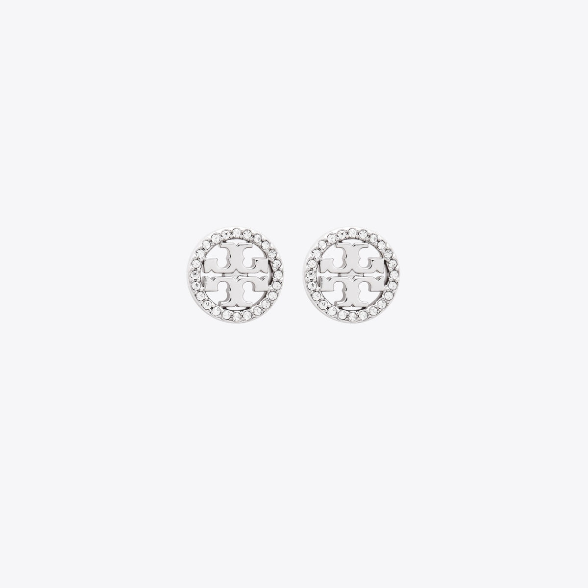 Tory Burch Icon Pavé Stud Earrings - Tory Silver/Crystal