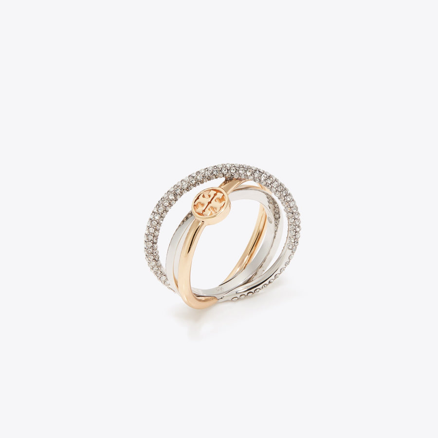 Tory Burch Icon Pavé Triple Ring