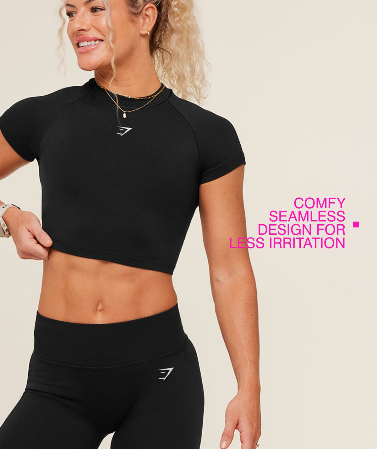 Gymshark Relay Seamless Short Sleeve Crop Top - Black - 3