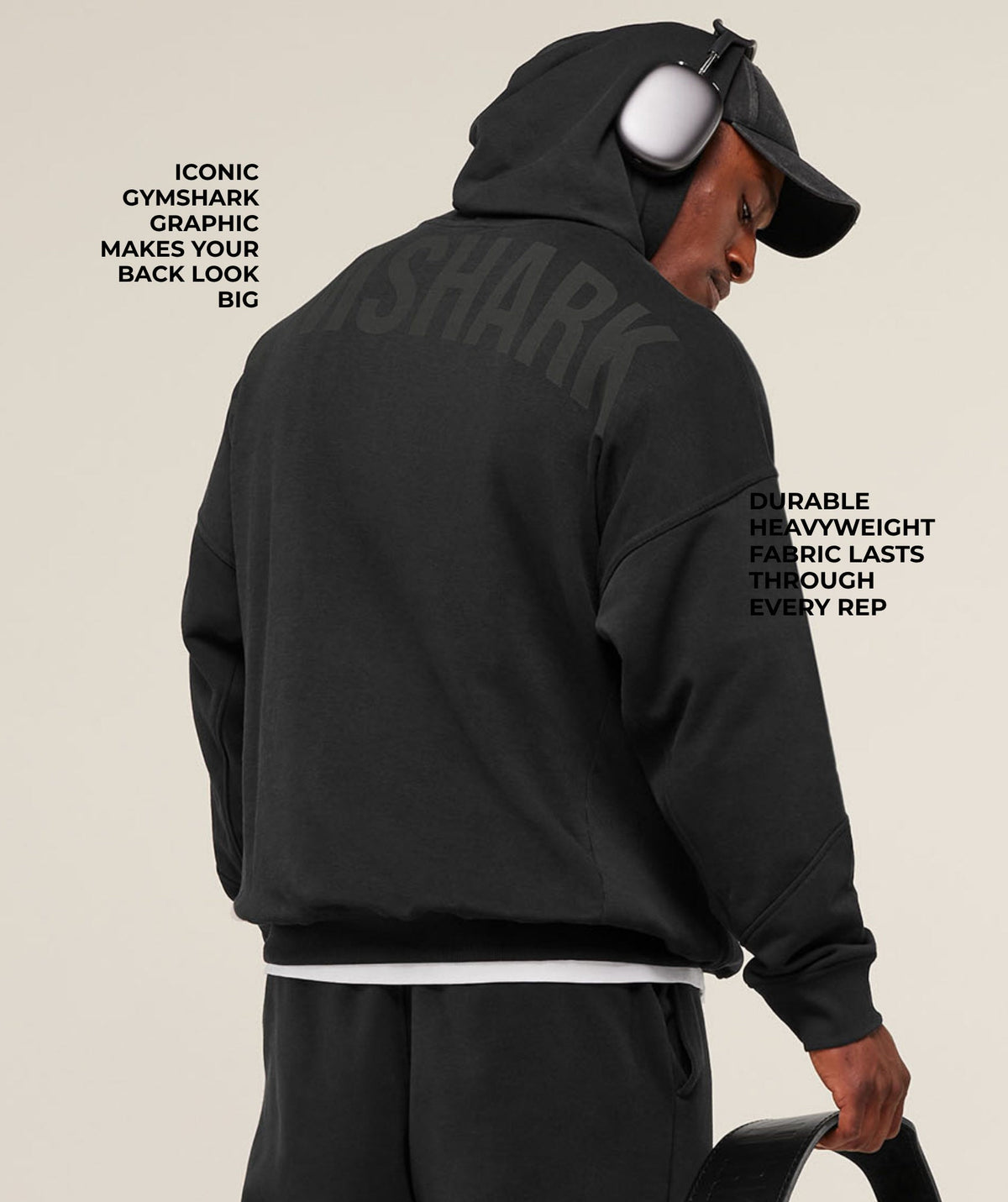 Gymshark Power Oversized Hoodie - Black/Asphalt Grey - 2