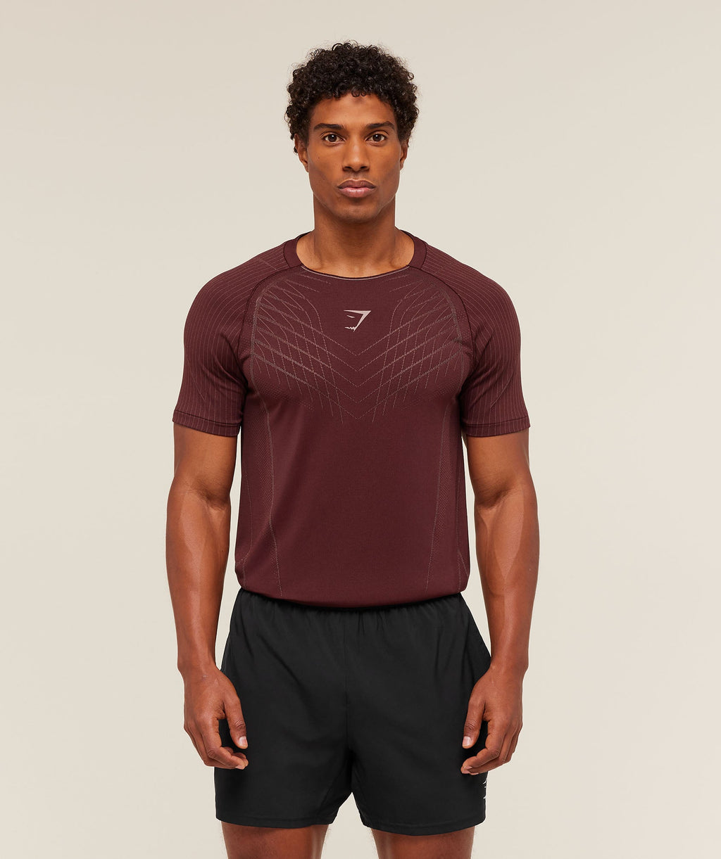 Gymshark Apex Seamless T-Shirt - Rich Maroon/Chestnut Pink