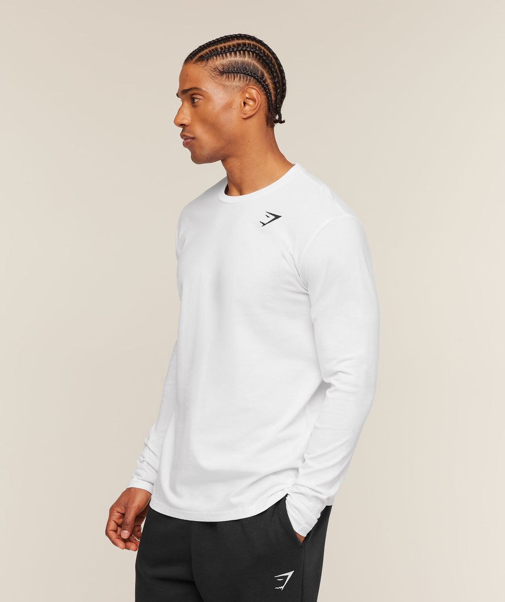 Gymshark Crest Long Sleeve T-Shirt - White - 3