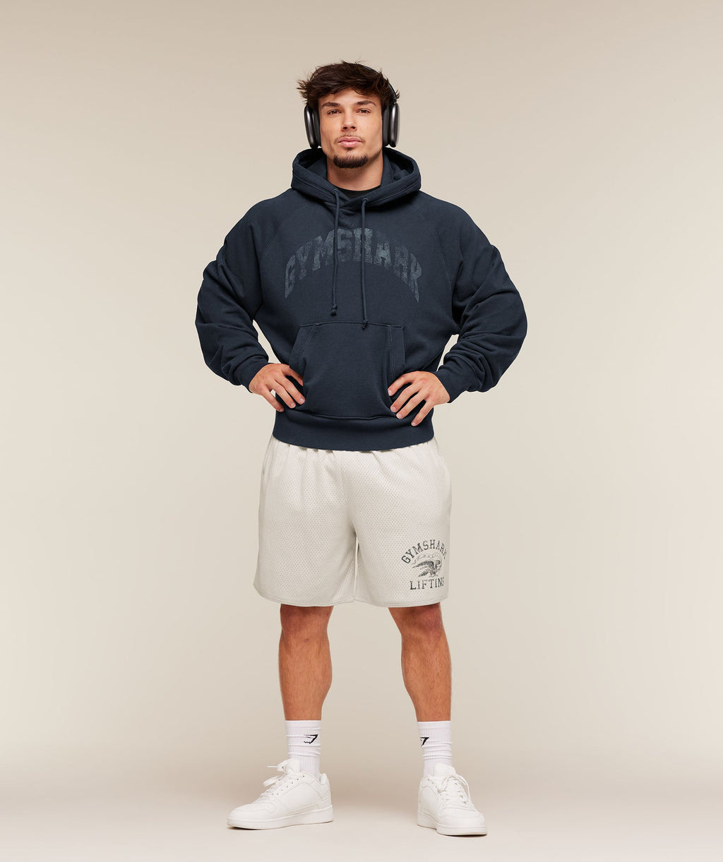 Gymshark Retro Collegiate Graphic Hoodie - Heavy Blue - 4